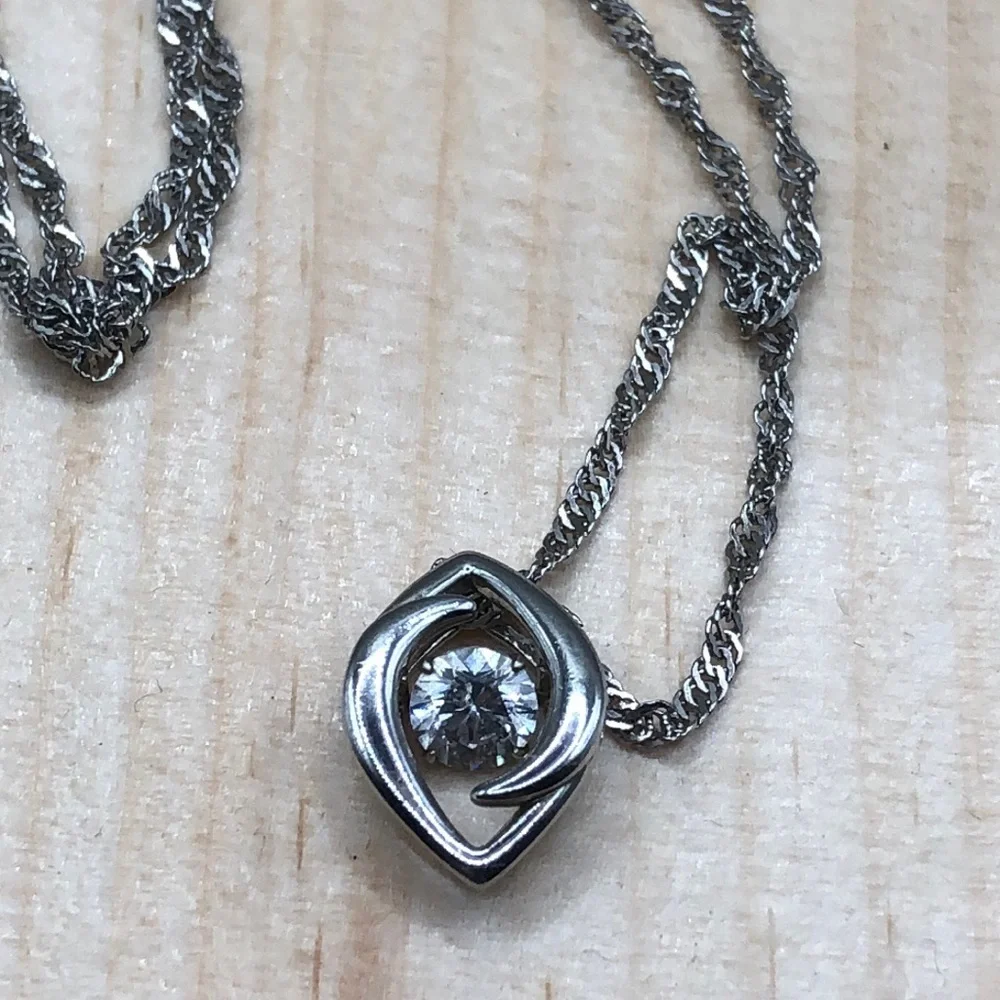 Vintage PCT Swivel Sterling Silver  925 Necklace CZ Pendant Fine Jewelry Classic